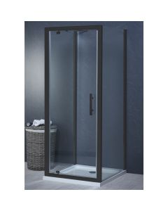 Aqua i 3 Sided Shower Enclosure - 700mm Pivot Door and 800mm Side Panels - Matt Black